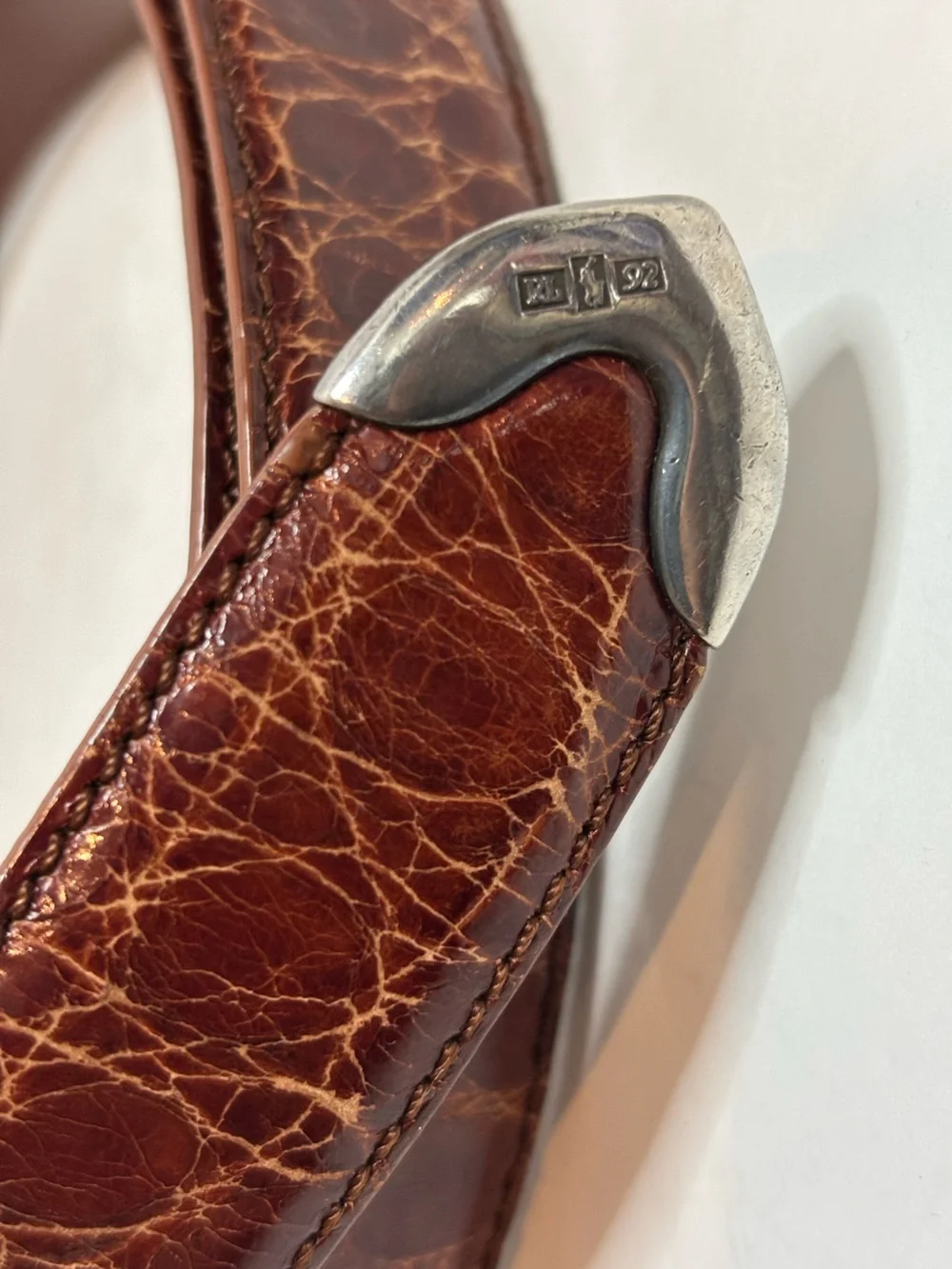 Ralph Lauren Vintage Genuine American Alligator Silver Buckle Belt 36